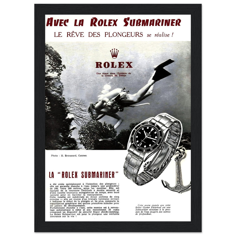 Avec La Rolex Submariner Vintage Poster Ad