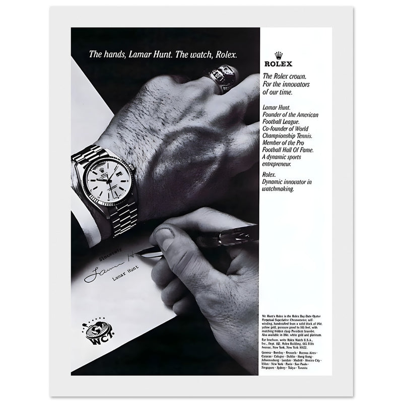 Rolex Lamar Hunt Vintage Poster Ad