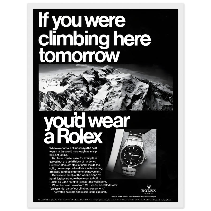 Rolex Explorer Everest Vintage Poster Ad