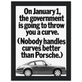 Porsche 911 Nobody Handles Curves Better Vintage Poster Ad