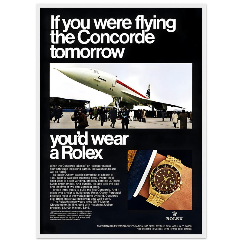 Rolex Oyster Perpetual Concorde Vintage Poster Ad