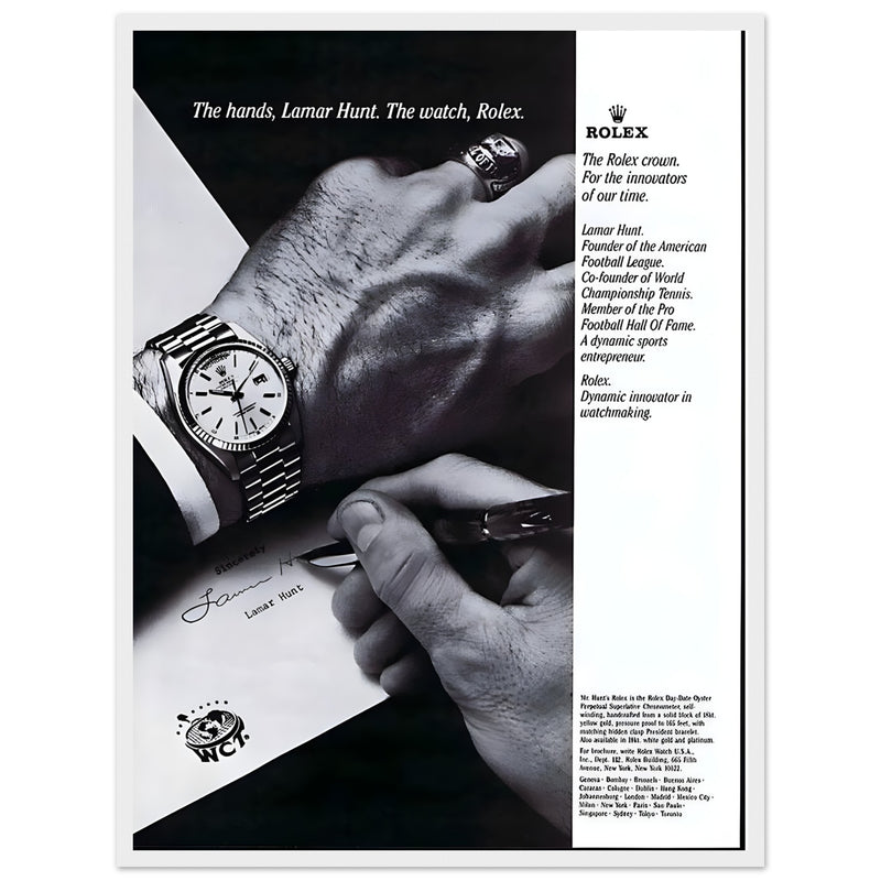 Rolex Lamar Hunt Vintage Poster Ad