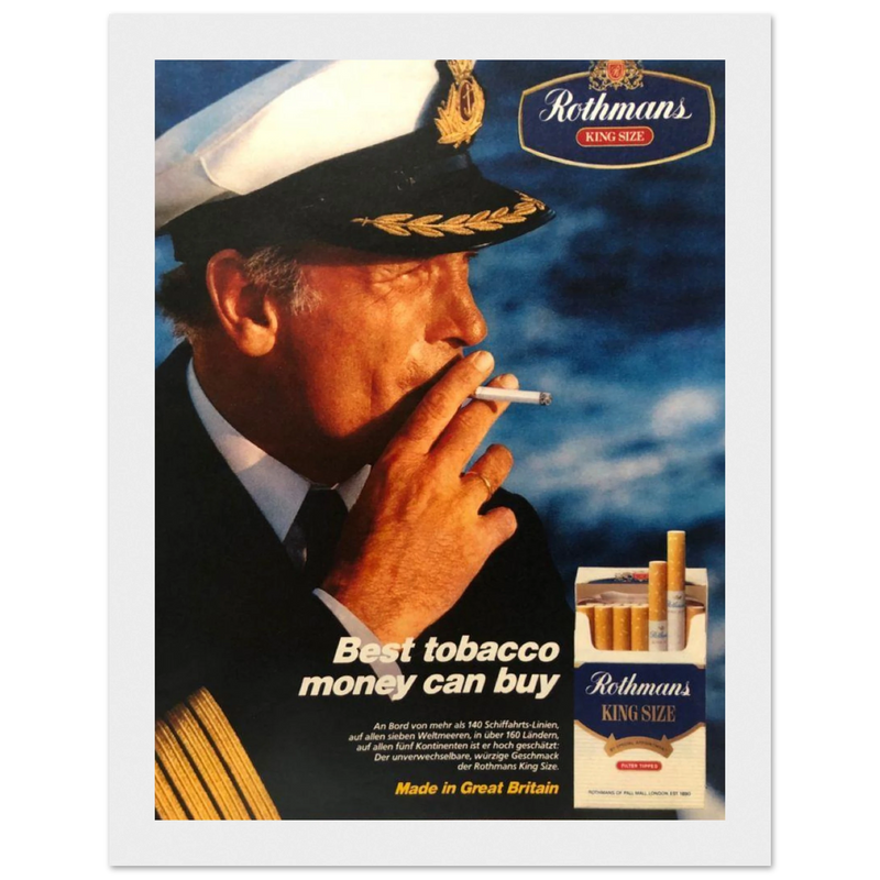 Rothmans King Size Best Tobacco Money Can Buy Vintage Poster Ad
