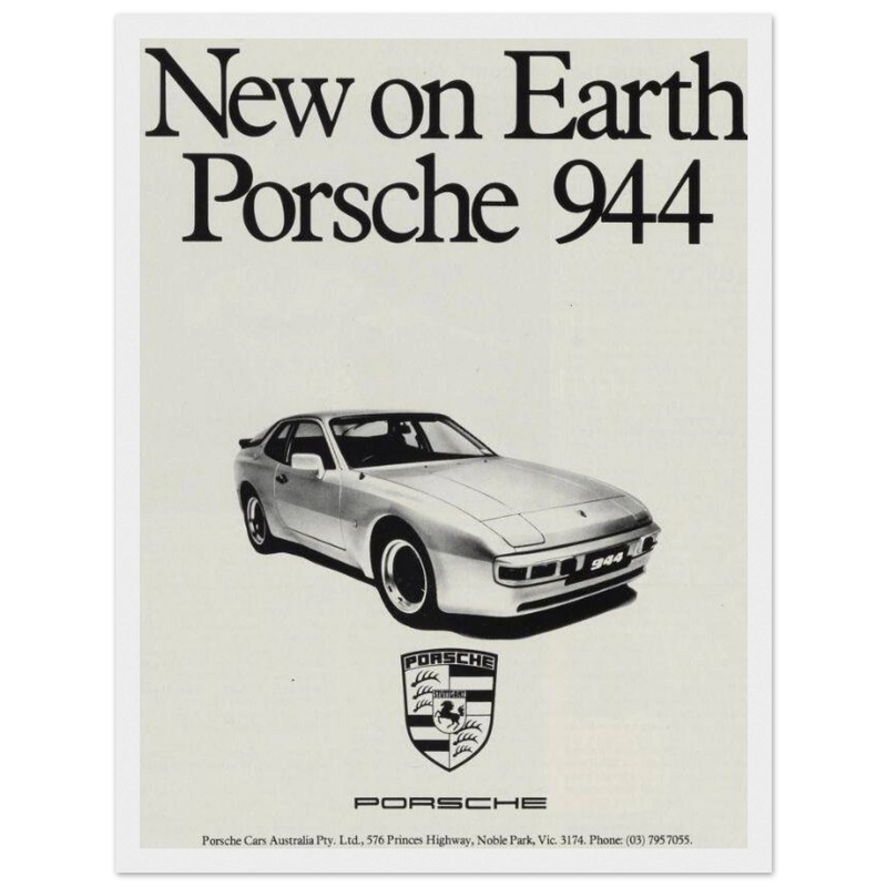 Porsche 944 New on Earth Vintage Poster Ad