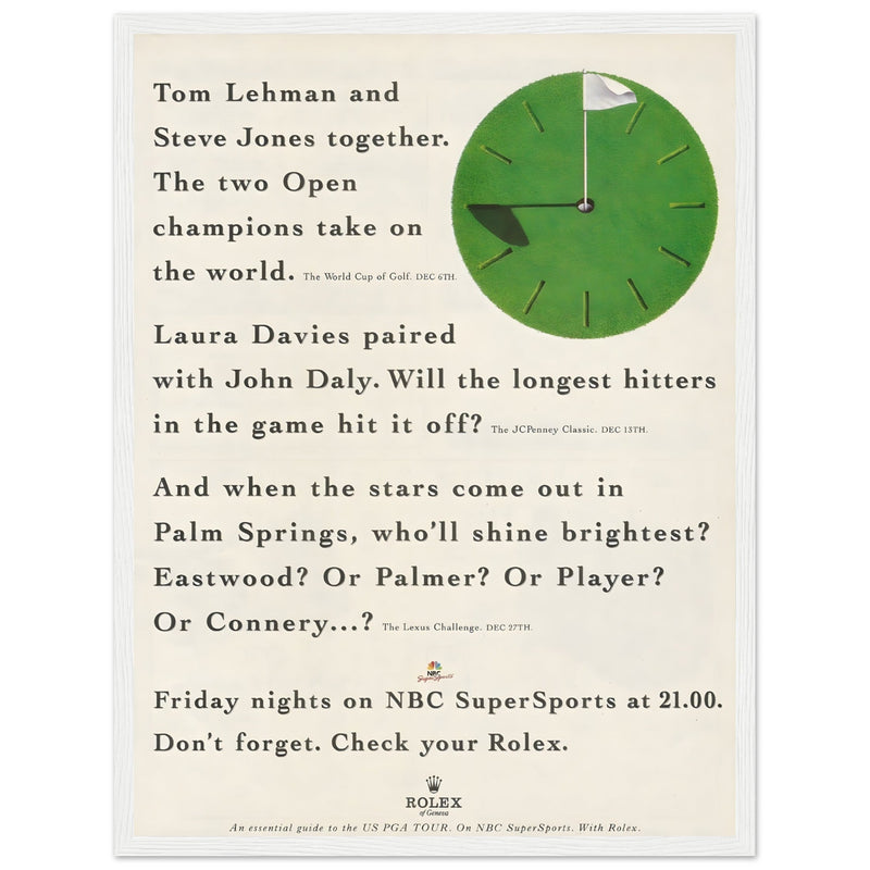 Rolex World Cup Of Golf Vintage Poster Ad