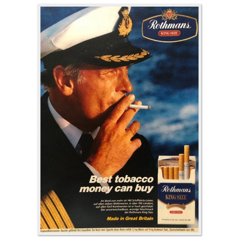 Rothmans King Size Best Tobacco Money Can Buy Vintage Poster Ad