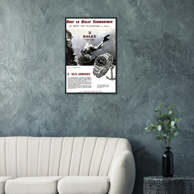 Avec La Rolex Submariner Vintage Poster Ad