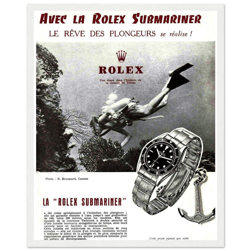 Avec La Rolex Submariner Vintage Poster Ad