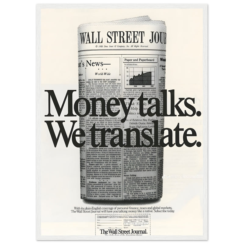 Wall Street Journal 1988 Vintage Poster Ad