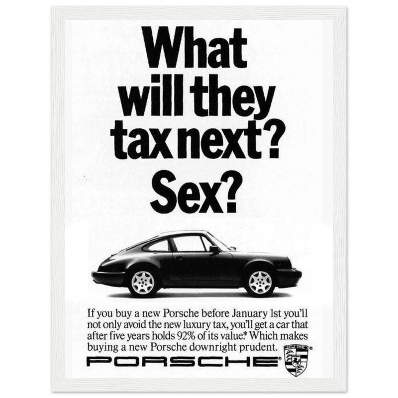 Porsche Tax Vintage Poster Ad