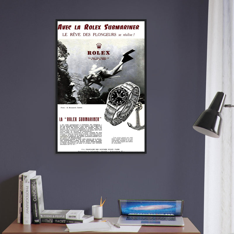 Avec La Rolex Submariner Vintage Poster Ad