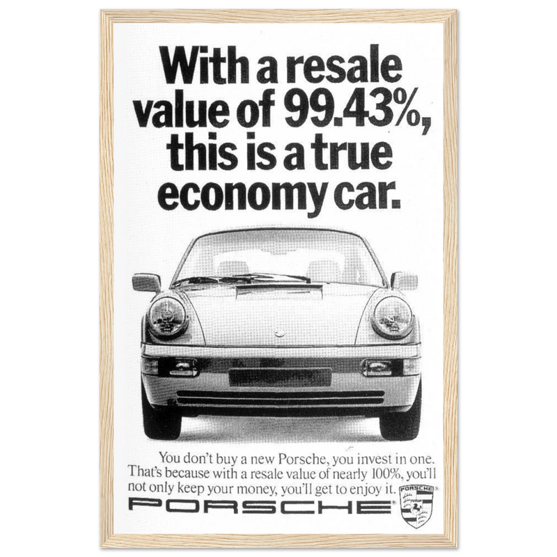 Porsche 99% Resale Price - Vintage Ad Poster