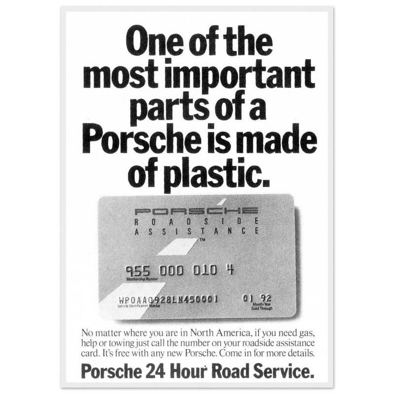 Porsche - 24 Hour Road Service Vintage Poster Ad