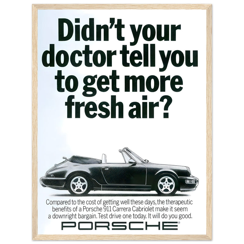 Porsche 911 Fresh Air Vintage Poster Ad
