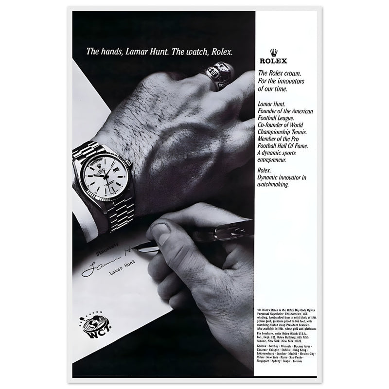 Rolex Lamar Hunt Vintage Poster Ad