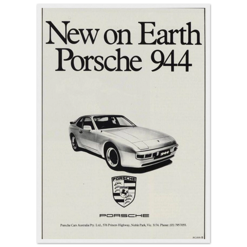 Porsche 944 New on Earth Vintage Poster Ad