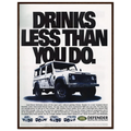 Land Rover Defender Drinks Less Than You Do Vintage Poster Ad