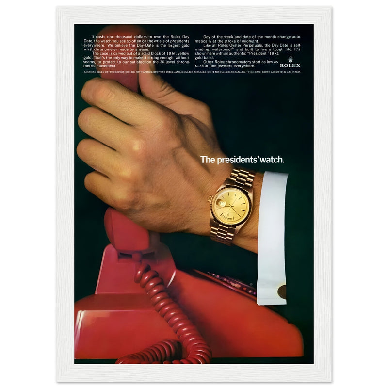 Rolex Day-Date The President's Watch Vintage Poster Ad