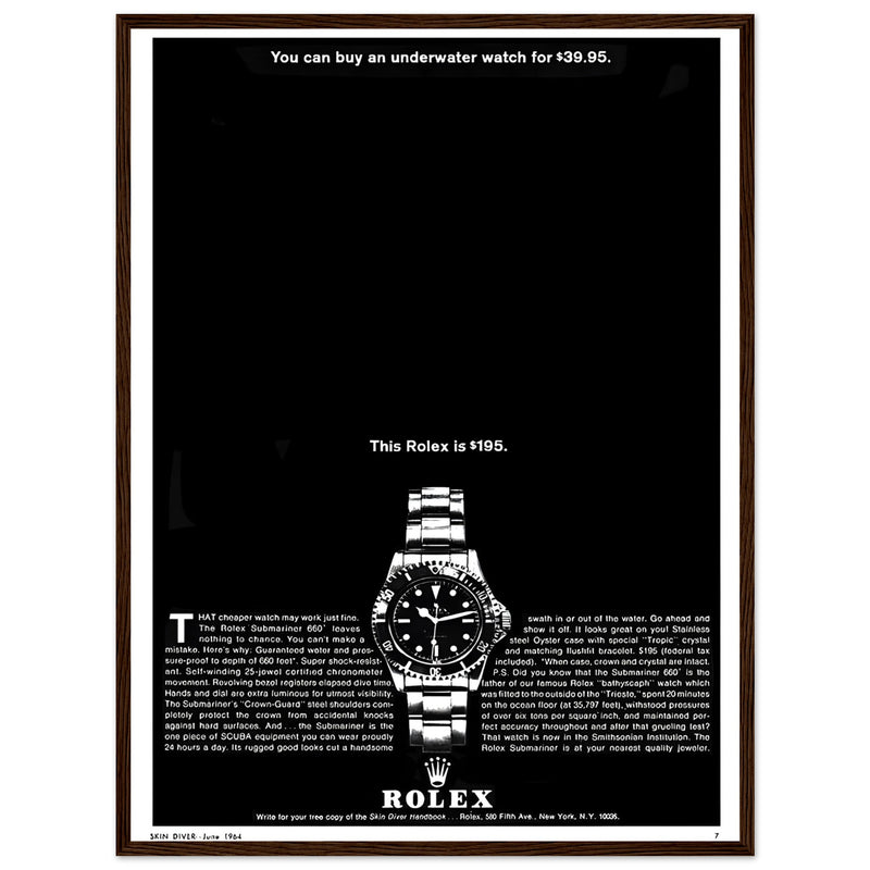 Rolex Submariner Vintage Poster Ad
