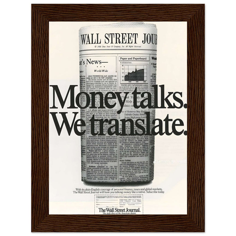 Wall Street Journal 1988 Vintage Poster Ad