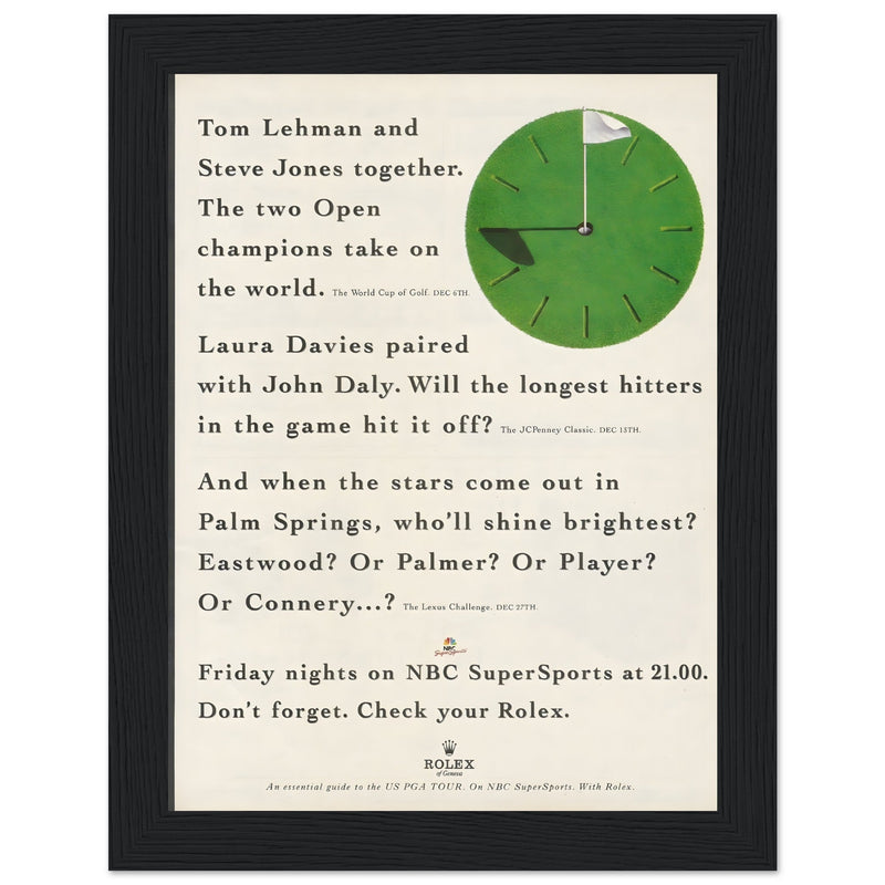 Rolex World Cup Of Golf Vintage Poster Ad
