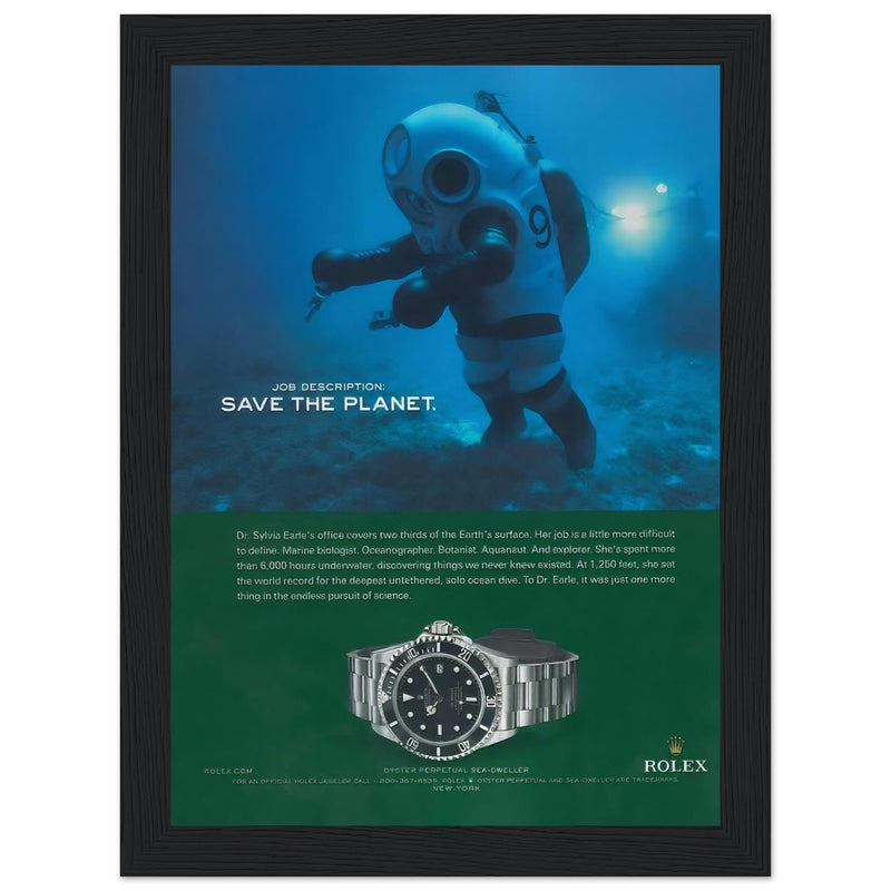 Rolex Sea-Dweller Save The Planet Vintage Poster Ad