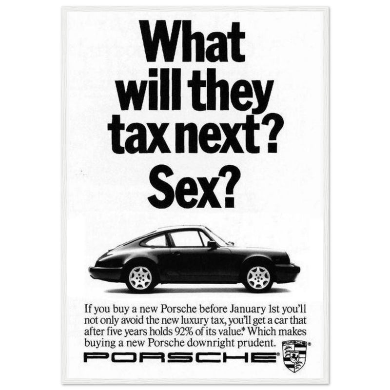 Porsche Tax Vintage Poster Ad