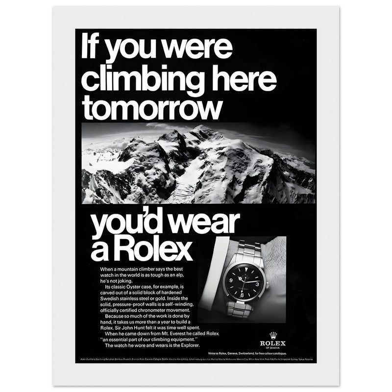 Rolex Explorer Everest Vintage Poster Ad