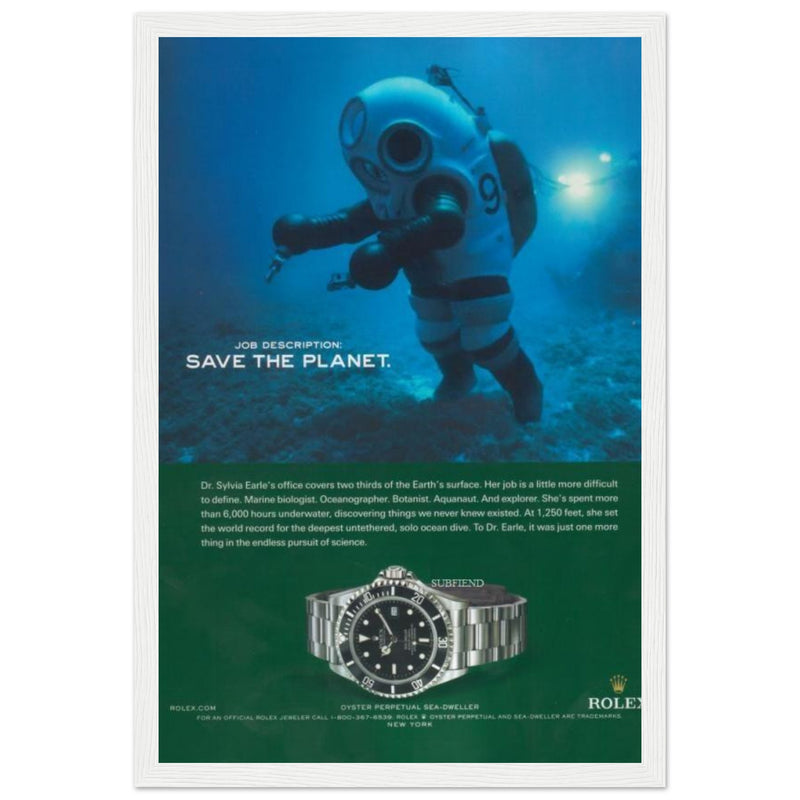 Rolex Sea-Dweller Save The Planet Vintage Poster Ad
