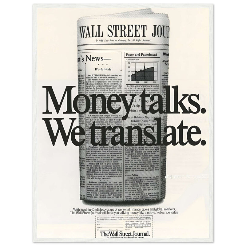 Wall Street Journal 1988 Vintage Poster Ad