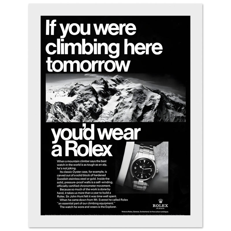 Rolex Explorer Everest Vintage Poster Ad