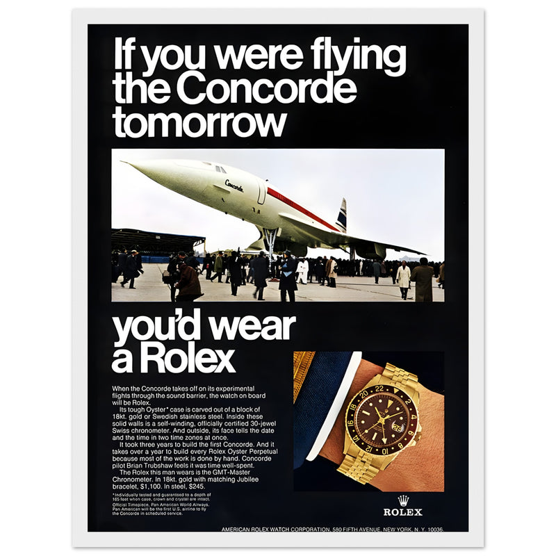 Rolex Oyster Perpetual Concorde Vintage Poster Ad