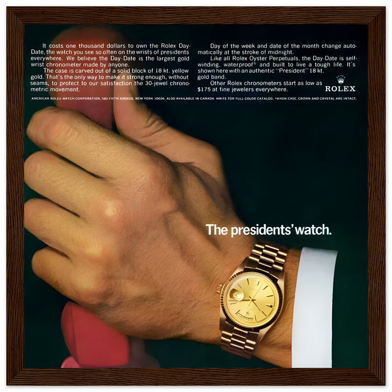 Rolex Day-Date The President's Watch Vintage Poster Ad