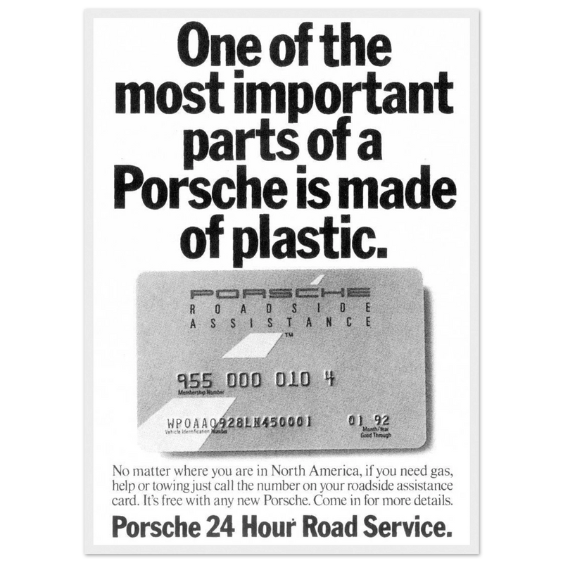 Porsche - 24 Hour Road Service Vintage Poster Ad