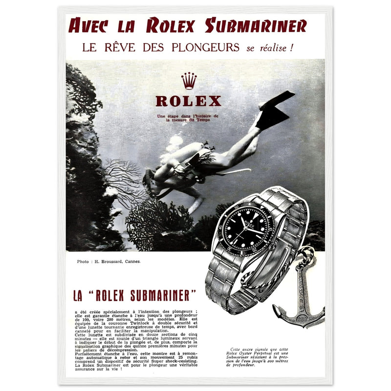 Avec La Rolex Submariner Vintage Poster Ad
