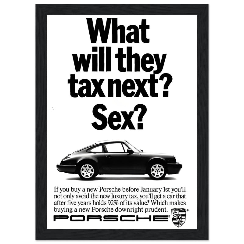 Porsche Tax Vintage Poster Ad