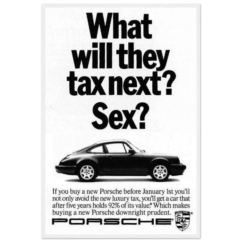 Porsche Tax Vintage Poster Ad