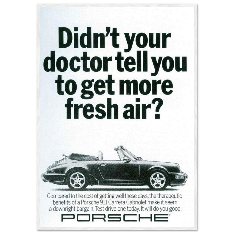 Porsche 911 Fresh Air Vintage Poster Ad
