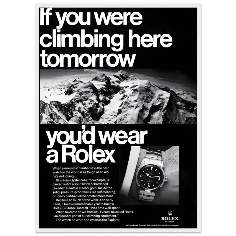 Rolex Explorer Everest Vintage Poster Ad