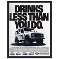 Land Rover Defender Drinks Less Than You Do Vintage Poster Ad
