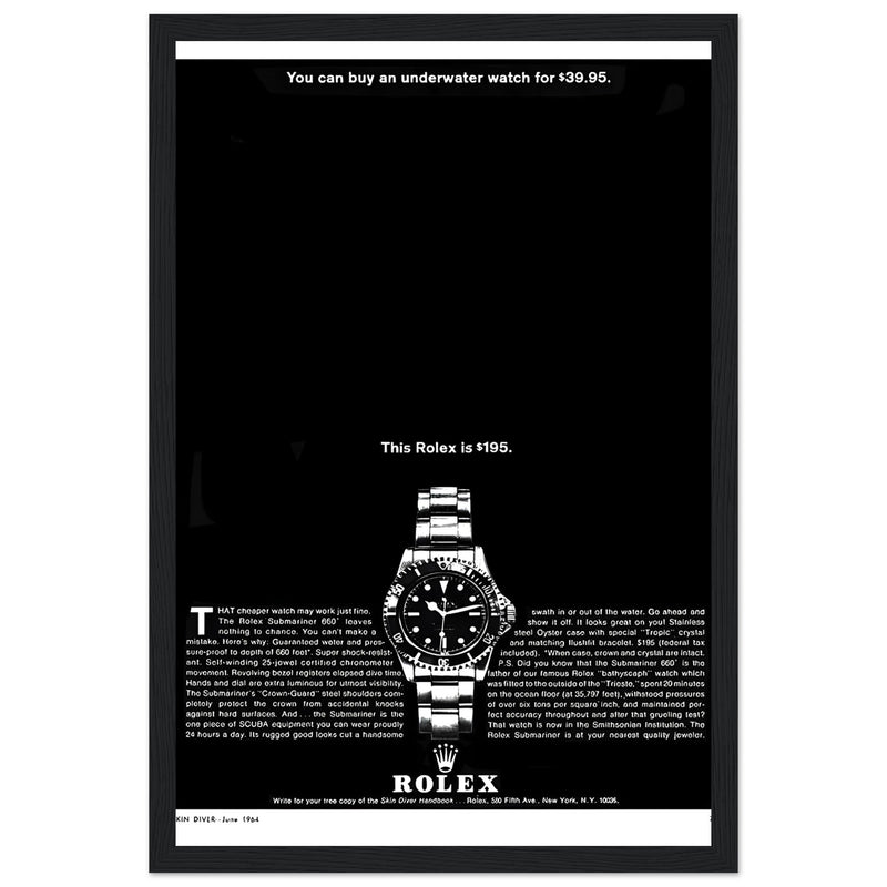 Rolex Submariner Vintage Poster Ad
