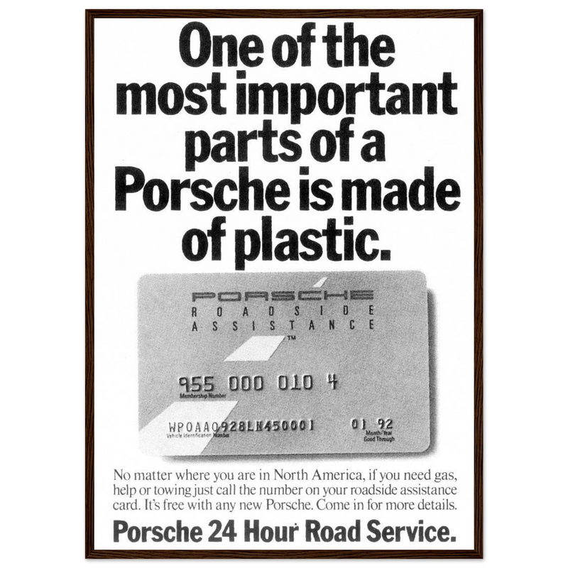 Porsche - 24 Hour Road Service Vintage Poster Ad