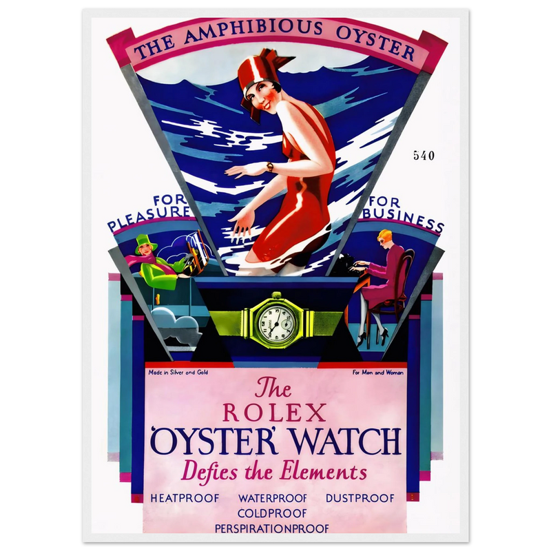 Rolex Amphibious Oyster Vintage Poster