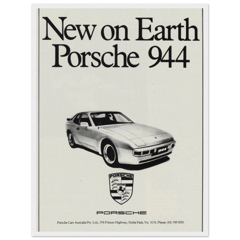 Porsche 944 New on Earth Vintage Poster Ad