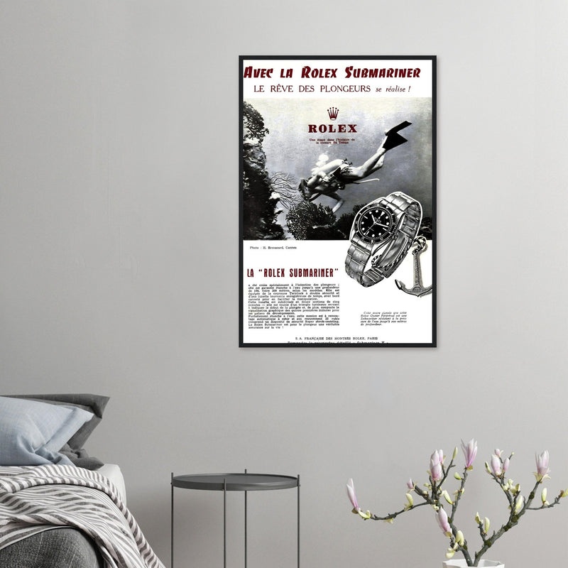 Avec La Rolex Submariner Vintage Poster Ad
