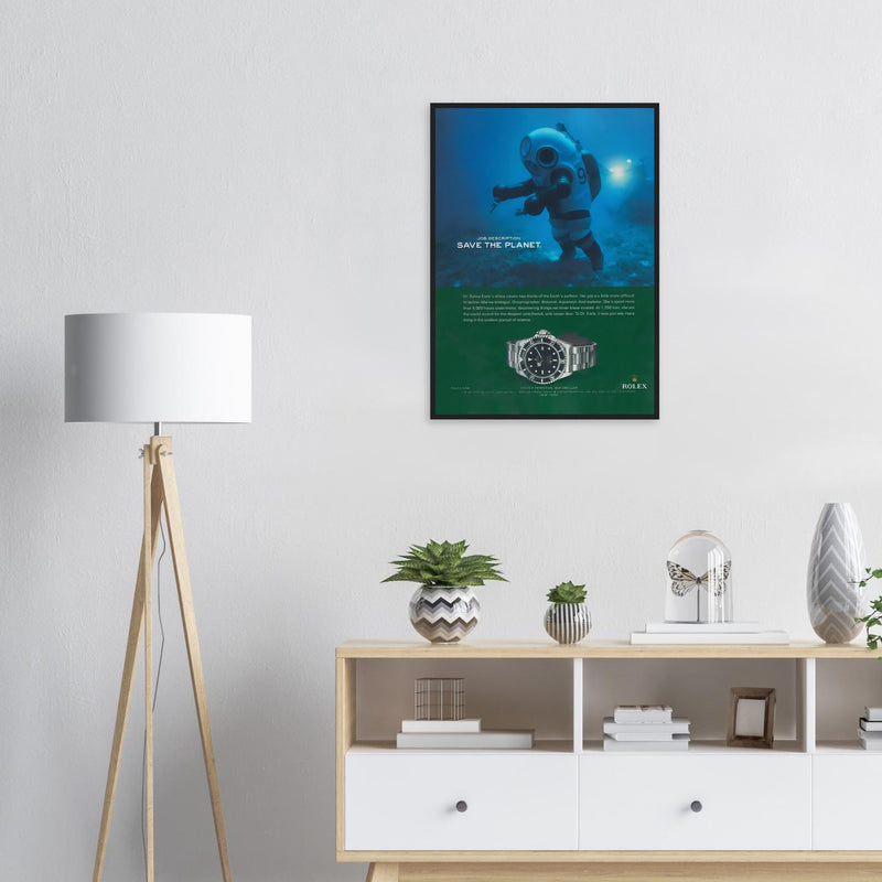 Rolex Sea-Dweller Save The Planet Vintage Poster Ad