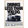 Land Rover Defender Drinks Less Than You Do Vintage Poster Ad