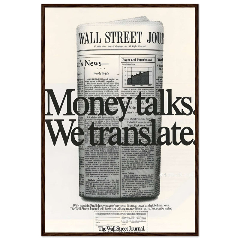 Wall Street Journal 1988 Vintage Poster Ad