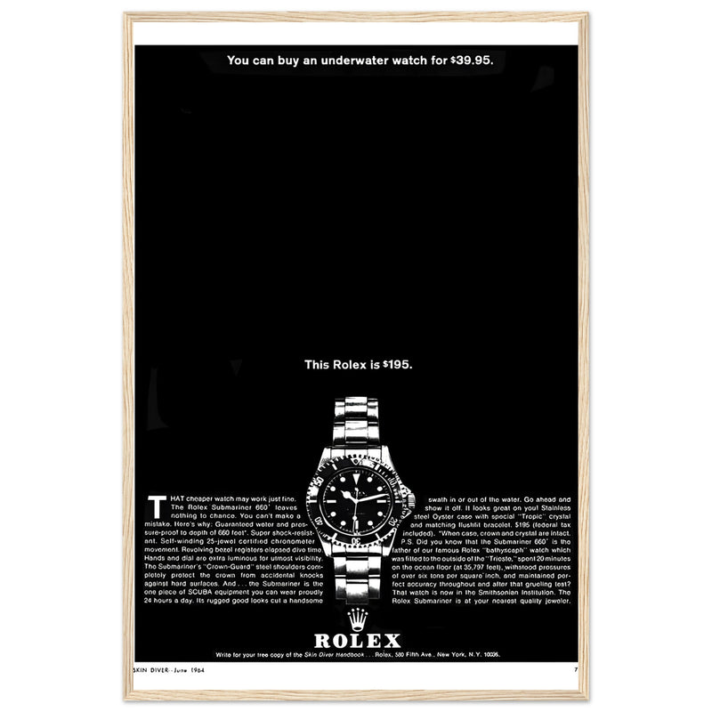 Rolex Submariner Vintage Poster Ad