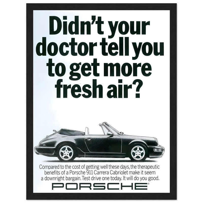 Porsche 911 Fresh Air Vintage Poster Ad